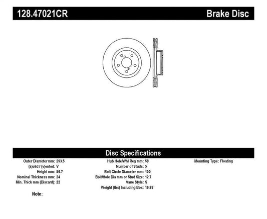 Kies-Motorsports Stoptech StopTech Drilled Sport Brake Cryo Rotor