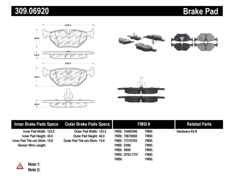Kies-Motorsports Stoptech StopTech Performance 01-02 BMW Z3 / 03-09 Z4 / 10/90-07 3 Series / 99-09 Saab 9-5 Rear Brake Pads