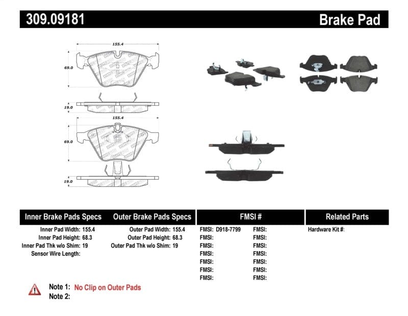 Kies-Motorsports Stoptech StopTech Performance 11-12 BMW Z4 (E86) / 07-11 335 Series (E90/92/93/F30) Front Brake Pads