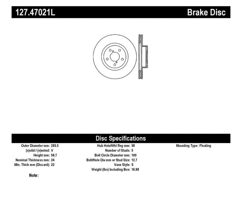 Kies-Motorsports Stoptech StopTech Slotted & Drilled Sport Brake Rotor