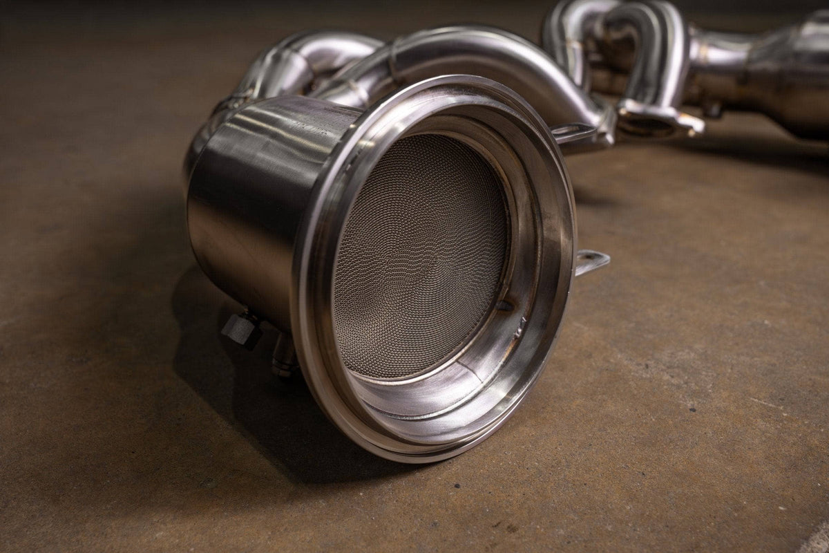 Kies-Motorsports Valvetronic Designs 400 Cell Catted Down Pipes For Porsche 992 GT3 / GT3 RS