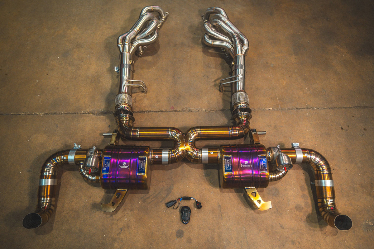 Kies-Motorsports Valvetronic Designs Audi R8 Valved Exhaust System R8 V10 5.2 2009+ Gen 1 & 2 / Valved Catback + Race Free Flow Headers / 6AL-4V Titanium