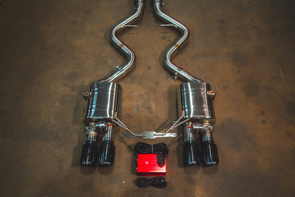 Kies-Motorsports Valvetronic Designs BMW E9x M3 Valved Sport Exhaust System (V2) AXLEBACK ONLY / (4) FORGED CARBON (3.5" OUTLET)