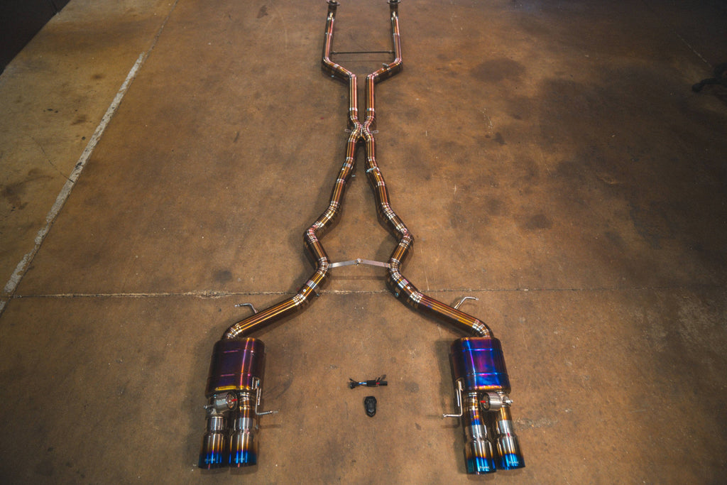 Kies-Motorsports Valvetronic Designs BMW F10 M5 / F06 M6 Valved Sport Exhaust System Burnt Gold - Titanium Grade 5 / (4) Brushed Steel (3.5" Outlet)