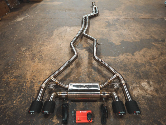 Kies-Motorsports Valvetronic Designs BMW F87 M2 Valved Sport Exhaust System (N55) (4) Carbon Fiber 1x1 (3.5" Outlet)