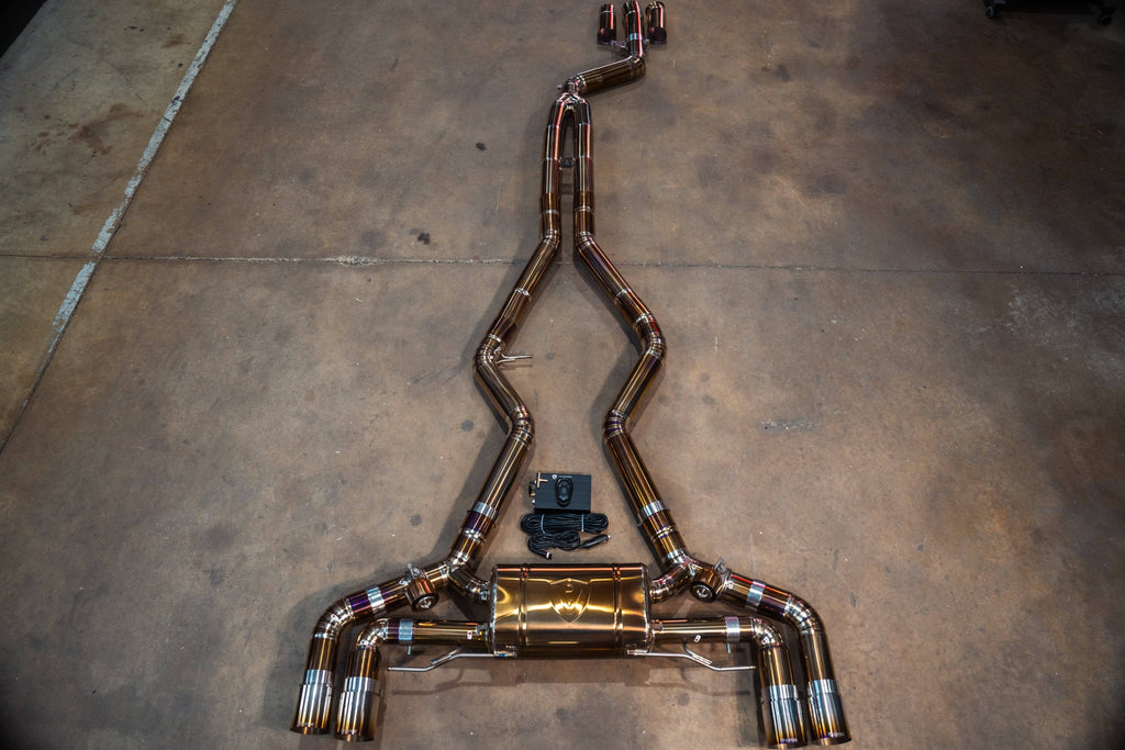 Kies-Motorsports Valvetronic Designs BMW G20/G22/G26 M340i/M440i Valved Sport Exhaust System (4) Brushed Steel (3.5 Outlet) / Grade 5 Titanium