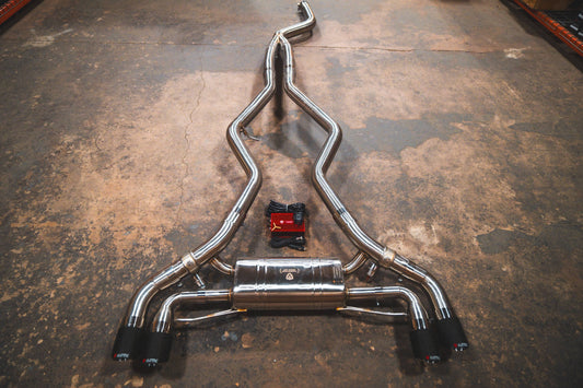 Kies-Motorsports Valvetronic Designs BMW G20/G22/G26 M340i/M440i Valved Sport Exhaust System (4) Brushed Steel (3.5 Outlet) / T304 Stainless Steel
