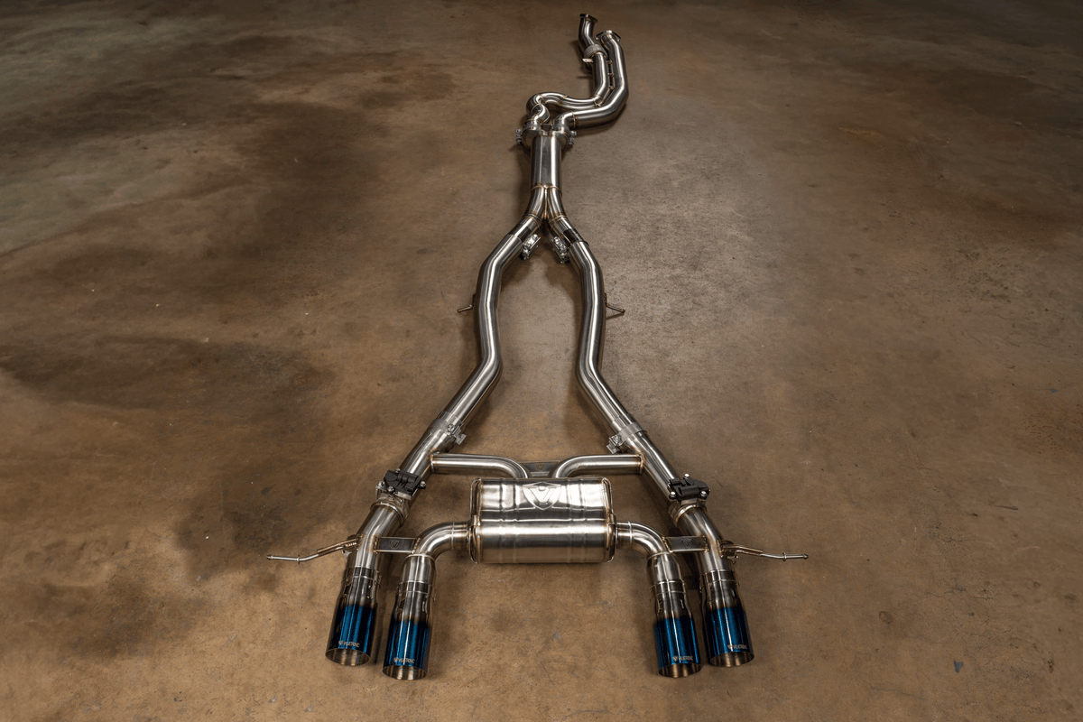 Kies-Motorsports Valvetronic Designs BMW G80/G82/G83 M3 / M4 HFD Midpipe FULL SYSTEM (CATBACK) / BRUSHED T304 STAINLESS STEEL / (4) BURNT (3.5 OUTLET)