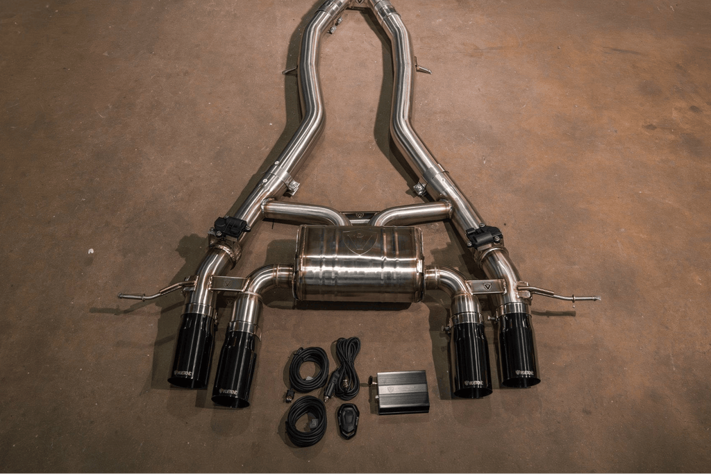 Kies-Motorsports Valvetronic Designs BMW G8x M3 / M4 Valved Sport Exhaust System AXLEBACK / BRUSHED T304 STAINLESS STEEL / (4) BLACK (3.5 OUTLET)
