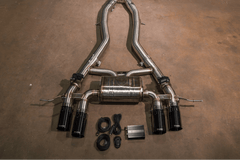 Kies-Motorsports Valvetronic Designs BMW G8x M3 / M4 Valved Sport Exhaust System AXLEBACK / BRUSHED T304 STAINLESS STEEL / (4) BLACK (3.5 OUTLET)