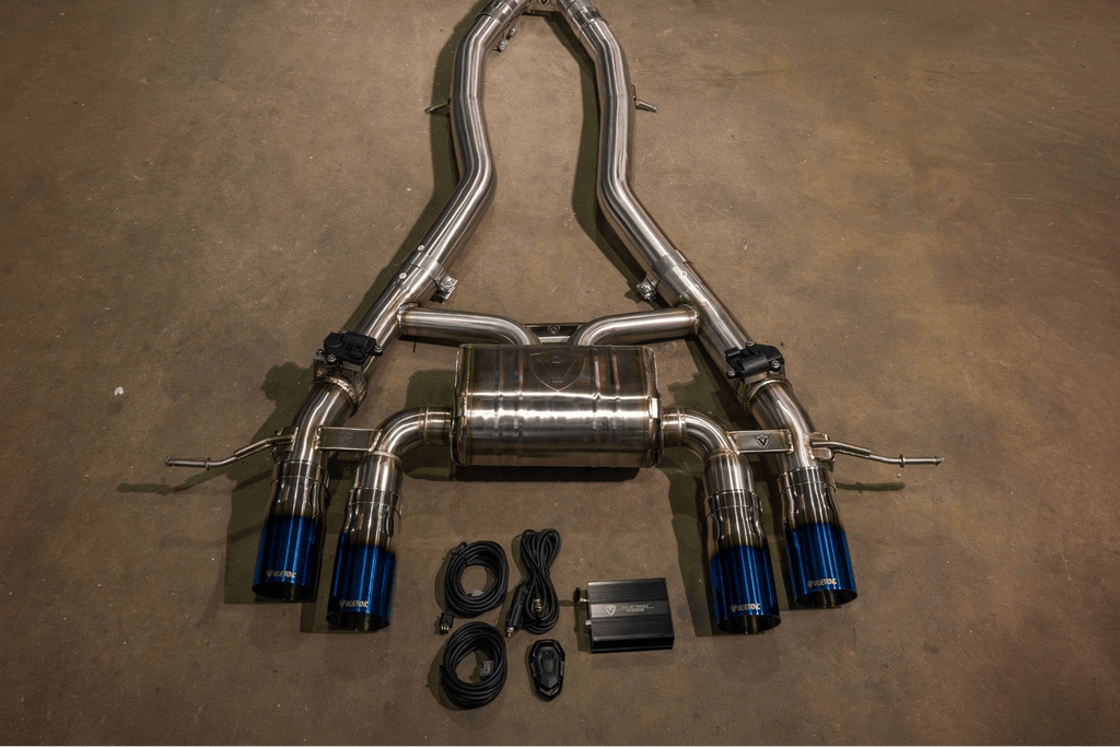 Kies-Motorsports Valvetronic Designs BMW G8x M3 / M4 Valved Sport Exhaust System AXLEBACK / BRUSHED T304 STAINLESS STEEL / (4) BURNT (3.5 OUTLET)