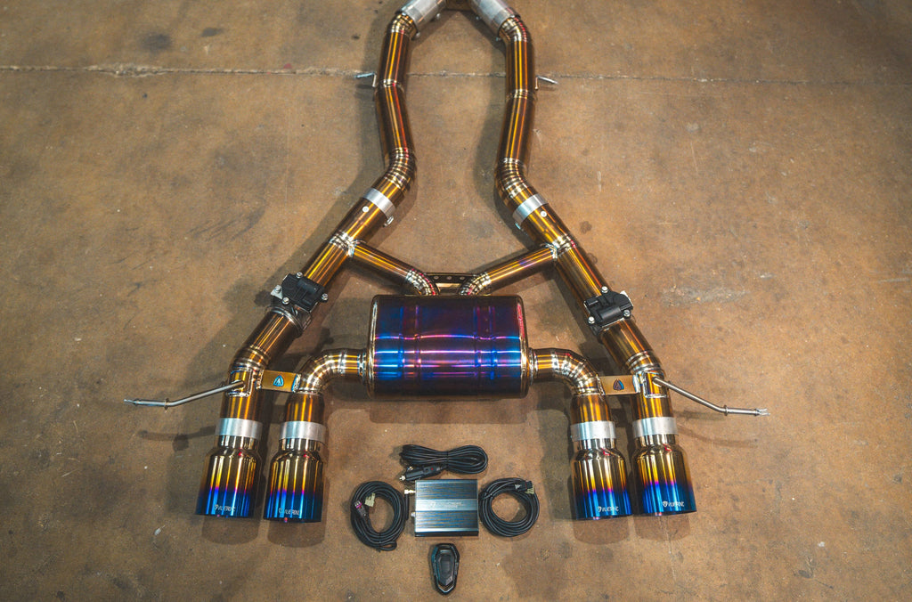 Kies-Motorsports Valvetronic Designs BMW G8x M3 / M4 Valved Sport Exhaust System AXLEBACK / GRADE 5 TITANIUM / (4) RAW TITANIUM BURNT (4.0 OUTLET)