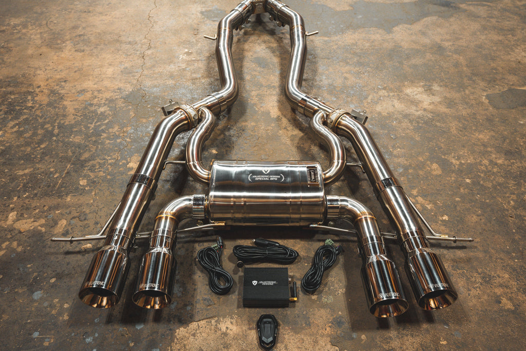 Kies-Motorsports Valvetronic Designs BMW G8x M3 / M4 Valved Sport Exhaust System AXLEBACK ONLY / BRUSHED T304 STAINLESS STEEL / (4) CHROME (3.5 OUTLET)