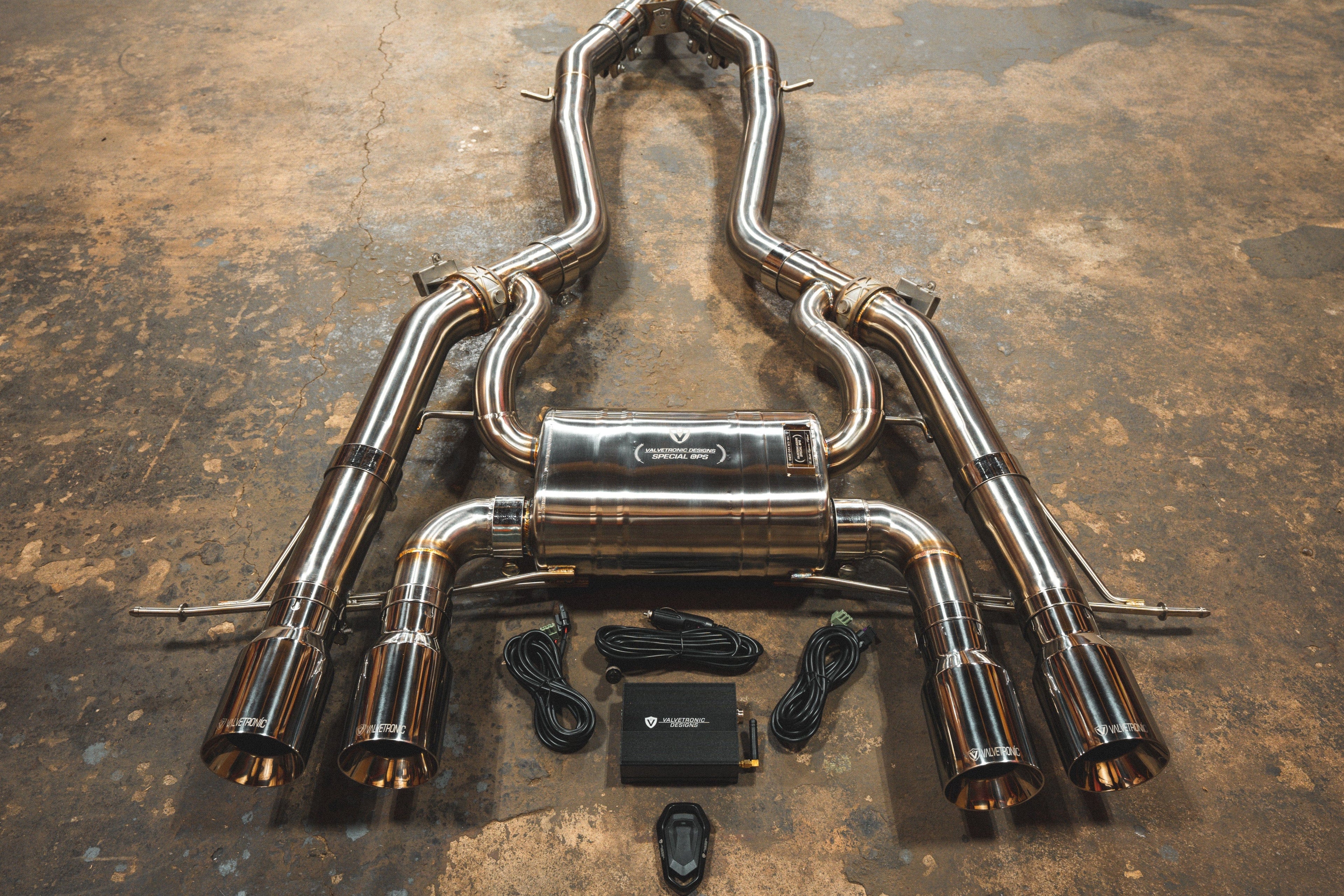Kies-Motorsports Valvetronic Designs BMW G8x M3 / M4 Valved Sport Exhaust System AXLEBACK ONLY / BRUSHED T304 STAINLESS STEEL / (4) CHROME (3.5 OUTLET)