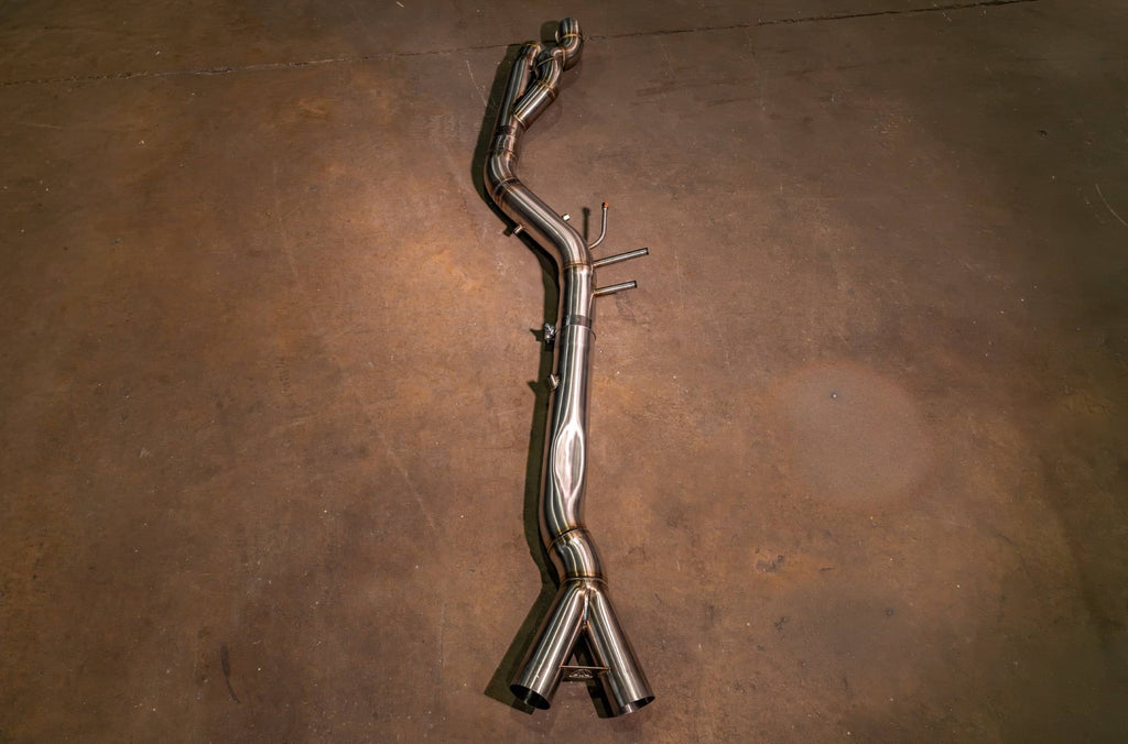 Kies-Motorsports Valvetronic Designs BMW G8x M3 / M4 Valved Sport Exhaust System EQUAL LENGTH MIDPIPE (Select No Tips) / BRUSHED T304 STAINLESS STEEL / NO EXHAUST TIPS (MIDPIPE)