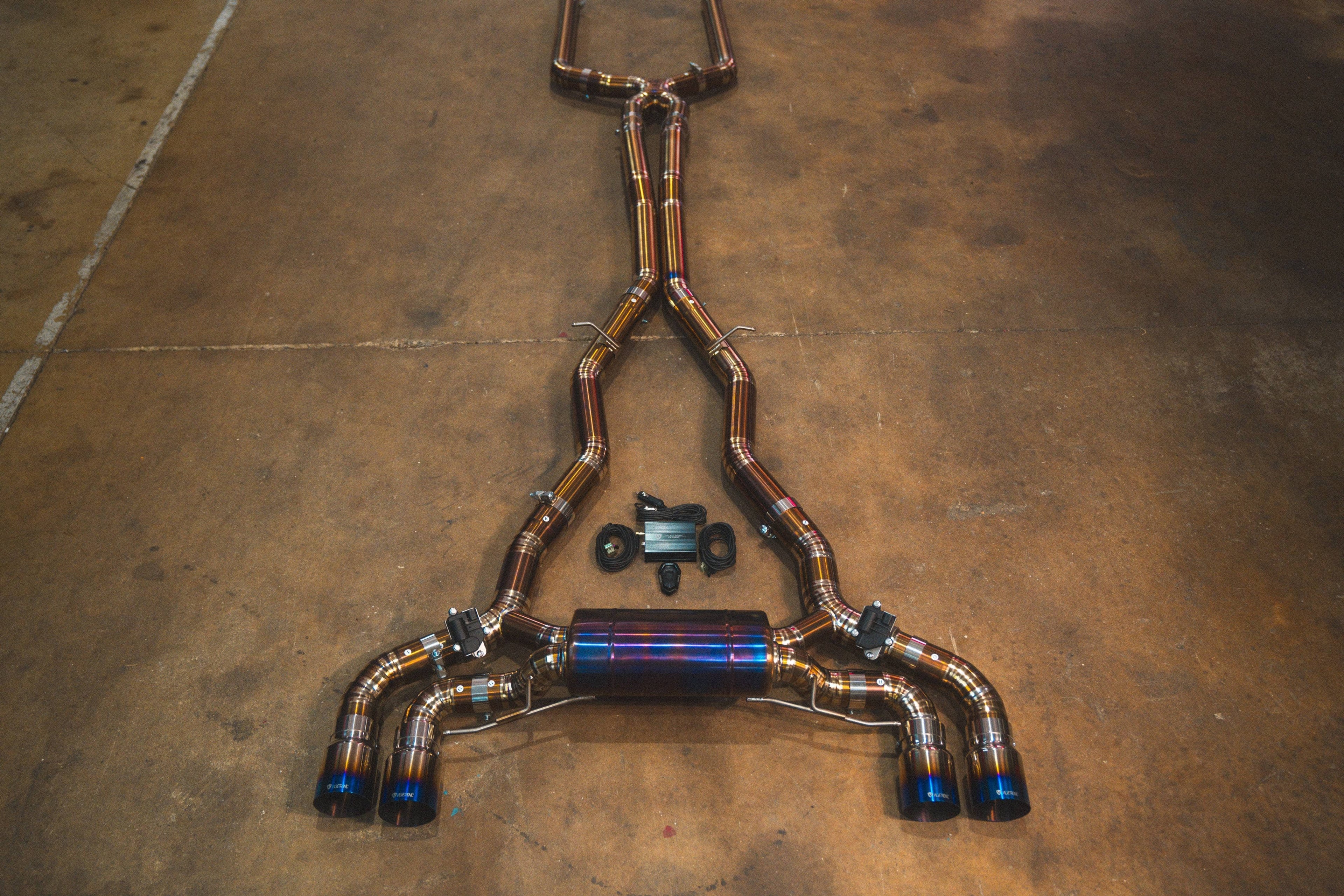 Kies-Motorsports Valvetronic Designs BMW M8 Valved Sport Exhaust System (F91,F92,F93) (4) Raw Burnt Titanium (4 inch outlet) / M8 Grand Coupe F93