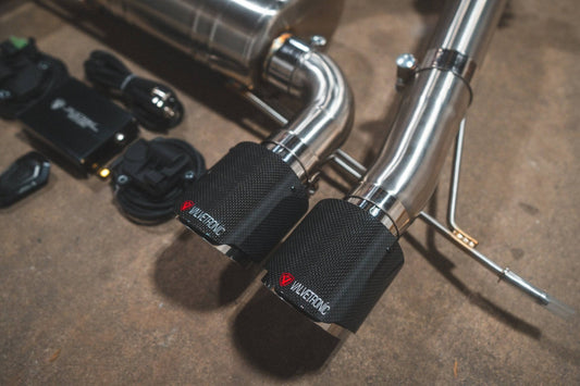 Kies-Motorsports Valvetronic Designs Valvetronic Designs 4.0 Inch Outlet Exhaust Tips (Exclusive) 1x1 Carbon Fiber / 2.5" Inlet