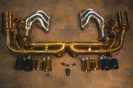 Kies-Motorsports Valvetronic Designs Valvetronic Valved Sport Exhaust System for Porsche 911 Carrera / S / GTS (991.1) '+ FREE FLOW RACE FRONT PIPES / Anodized Gold T304 Stainless Steel