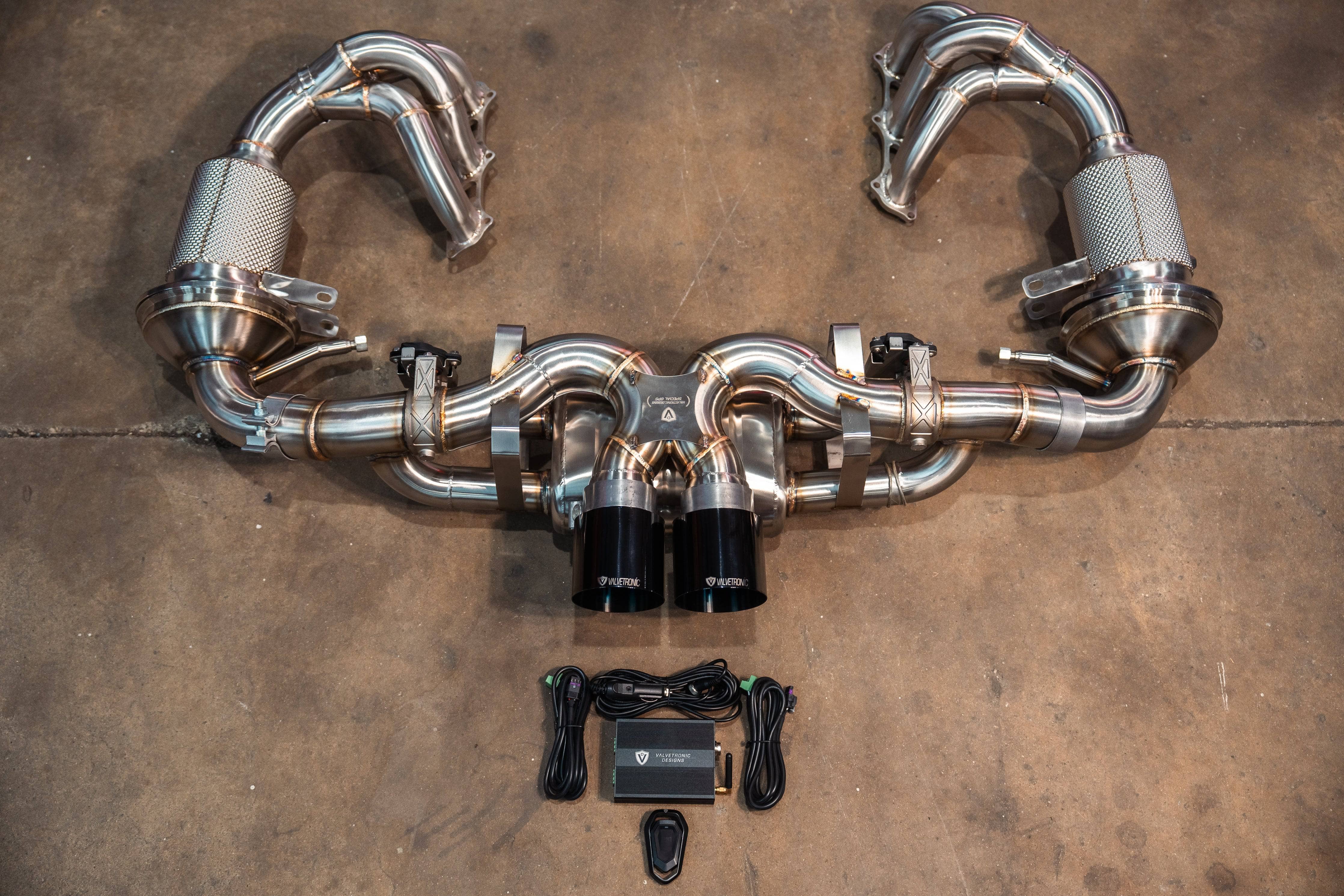 Kies-Motorsports Valvetronic Designs Valvetronic Valved Sport Exhaust System for Porsche 992 GT3/RS Valved Package / '+ RACE Free Flow headers / Brushed T304 Stainless Steel Main image