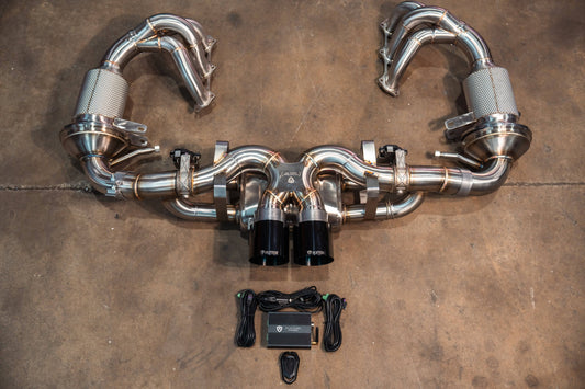 Kies-Motorsports Valvetronic Designs Valvetronic Valved Sport Exhaust System for Porsche 992 GT3/RS Valved Package / '+ RACE Free Flow headers / Brushed T304 Stainless Steel