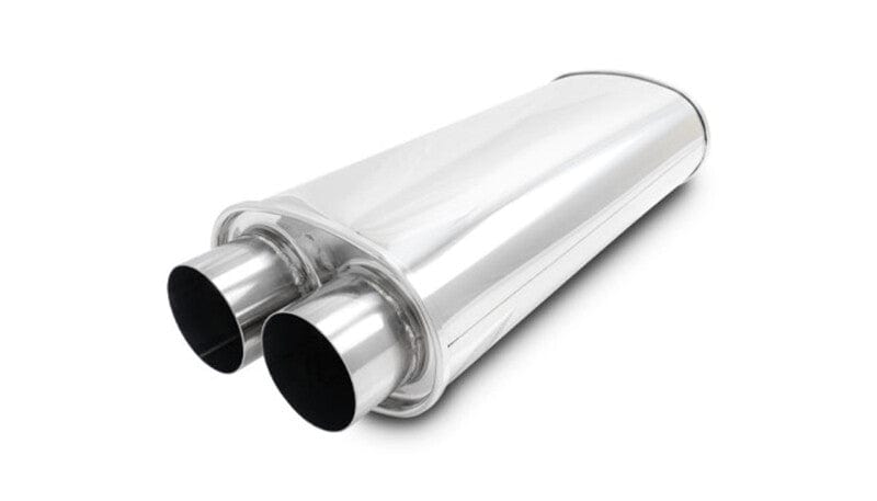 Kies-Motorsports Vibrant Vibrant Streetpower Oval Muffler 3.0in Dual Inlet/Outlet 18in Body Length