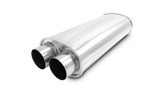 Kies-Motorsports Vibrant Vibrant Streetpower Oval Muffler 3.0in Dual Inlet/Outlet 18in Body Length