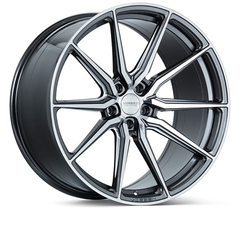 Kies-Motorsports Vossen Vossen HF-3 19x8.5 / 5x112 / ET30 / Flat Face / 66.5 - Gloss Graphite Polished Wheel Main image