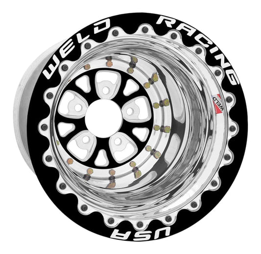 Kies-Motorsports Weld Weld V-Series 15x14 / 5x4.5 BP / 4in. BS Black Center - Black Double Beadlock