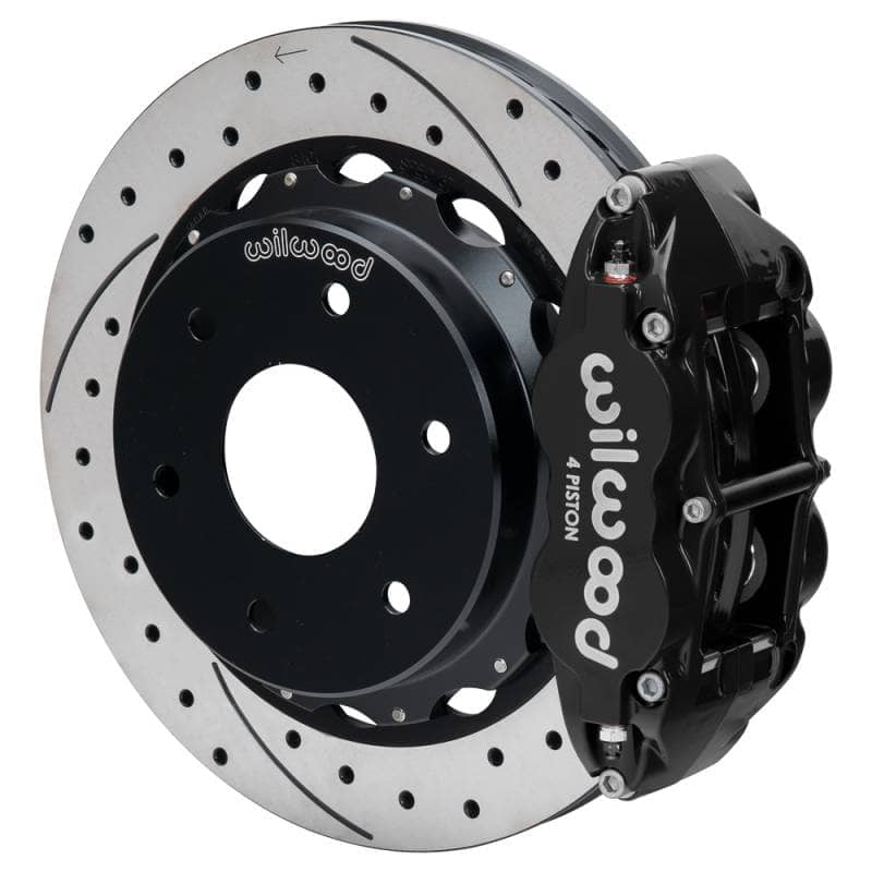 Kies-Motorsports Wilwood Wilwood 03-08 Audi A4 FNSL4R Rear Big Brake Kit 12.88in Drilled & Slotted Rotor - Black
