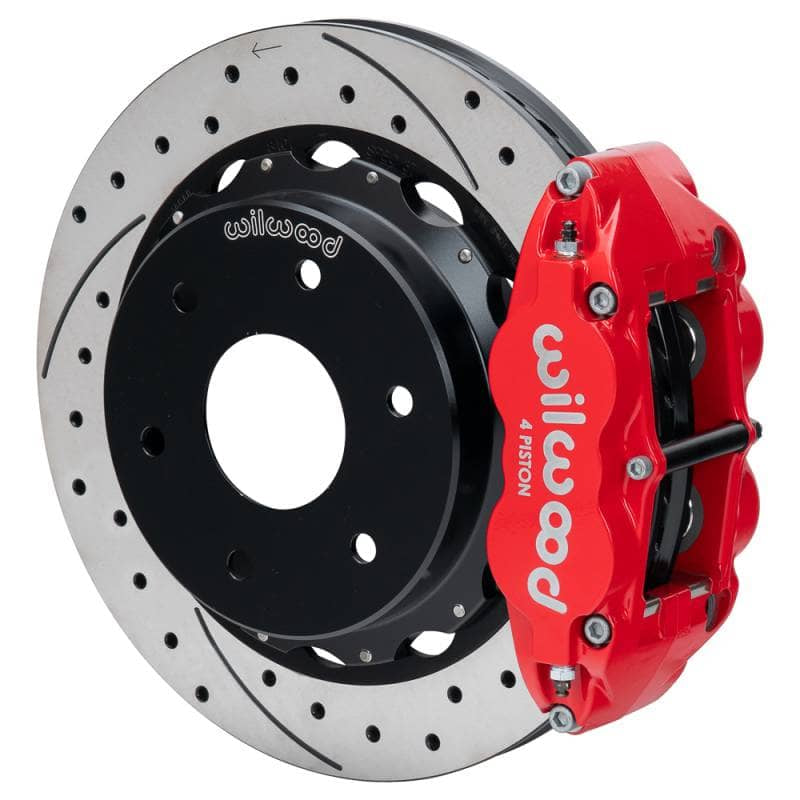 Kies-Motorsports Wilwood Wilwood 03-08 Audi A4 FNSL4R Rear Big Brake Kit 12.88in Drilled & Slotted Rotor - Red