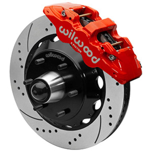 Kies-Motorsports Wilwood Wilwood 63-87 C10 CPP Spindle AERO6 Front BBK 14in Drilled/Slotted 6x5.5 BC - Red