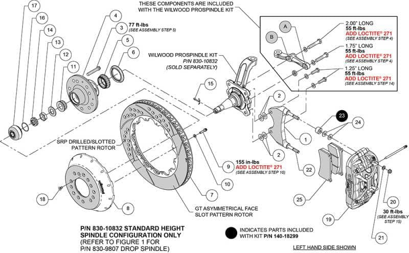 Kies-Motorsports Wilwood Wilwood 63-87 Chevy C10 XRS6R Frnt Big Brake Kit - 14in Drill & Slot Rotor - Steel Pro Spindle - Red