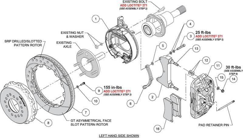 Kies-Motorsports Wilwood Wilwood 71-87 Chevy C10 XRS4R Rear Big Brake Kit - 12.88in Drill & Slot Rotor - 2.42in Offset - Red