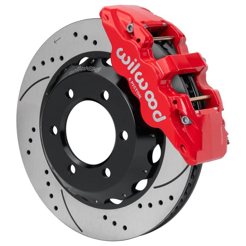 Kies-Motorsports Wilwood Wilwood 71-91 Chevy Blazer Aero6 Front Brake Kit w/ 14.00in Drilled & Slotted Rotor - Red