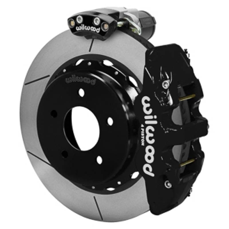 Kies-Motorsports Wilwood Wilwood 88-98 GM C1500 Aero4 Rear Electronic Parking Brake Kit 14in Rotor 3.25in Offset - Blk