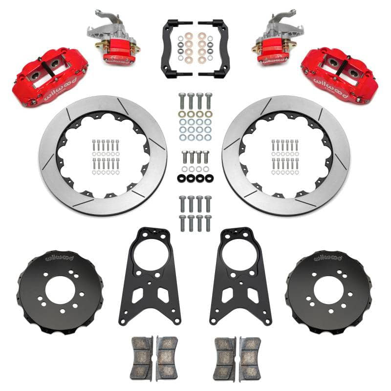 Kies-Motorsports Wilwood Wilwood 89-98 Nissan 240SX FNSL4R/MC4 Rear Parking BBK w/ 13.50in Slotted Rotors - Red