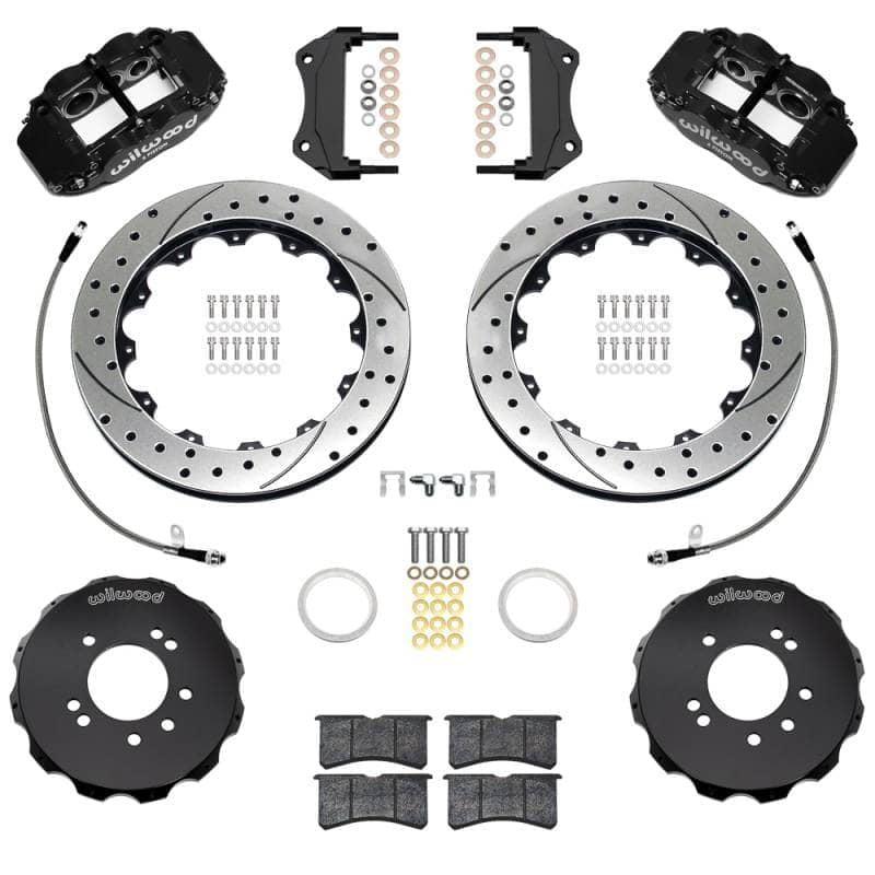 Kies-Motorsports Wilwood Wilwood 95-98 Nissan Skyline Superlite 6R Front BBK w/ 12.88in D/S Rotors & Flexlines - Black