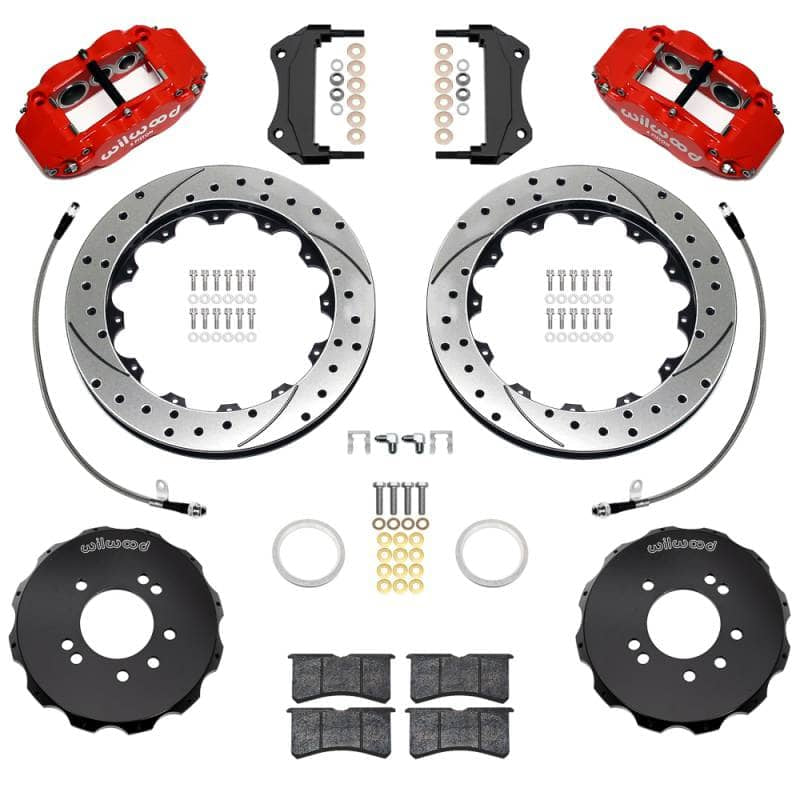 Kies-Motorsports Wilwood Wilwood 95-98 Nissan Skyline Superlite 6R Front BBK w/ 12.88in D/S Rotors & Flexlines - Red