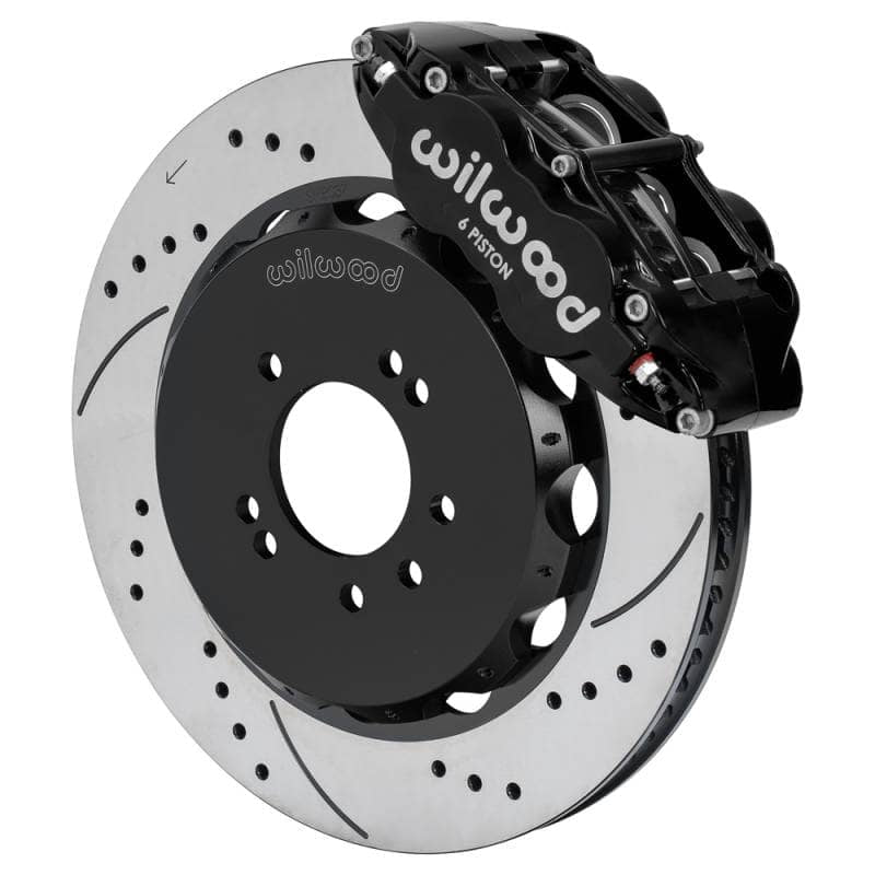 Kies-Motorsports Wilwood Wilwood 95-98 Nissan Skyline Superlite 6R Front BBK w/ 14.00in D/S Rotors & Flexlines - Black