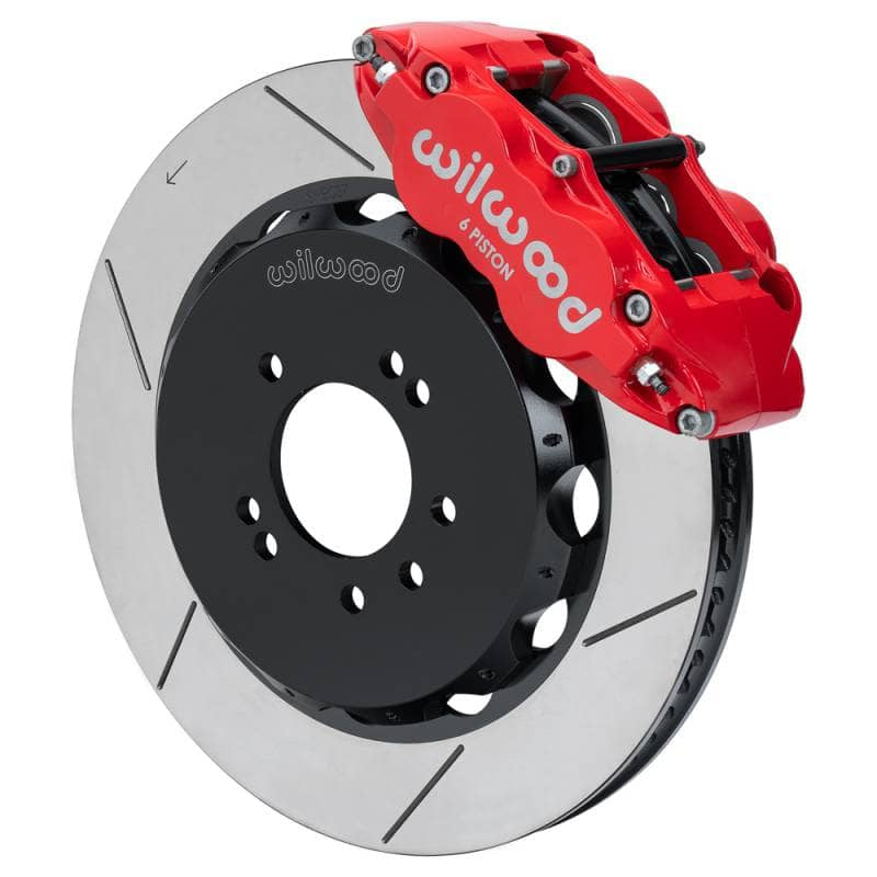 Kies-Motorsports Wilwood Wilwood 95-98 Nissan Skyline Superlite 6R Front BBK w/ 14in Slotted Rotors & Flexlines - Red