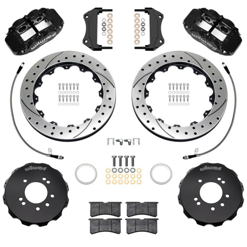 Kies-Motorsports Wilwood Wilwood 99-02 Nissan Skyline Superlite 6R Front BBK w/ 12.88in D/S Rotors & Flexlines - Black