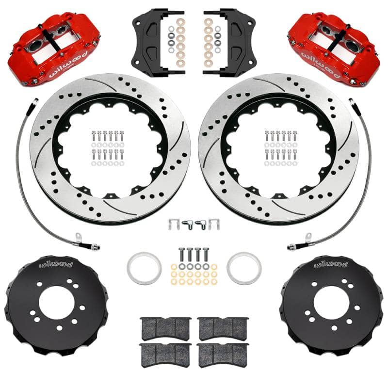 Kies-Motorsports Wilwood Wilwood 99-02 Nissan Skyline Superlite 6R Front BBK w/ 14.00in D/S Rotors & Flexlines - Red