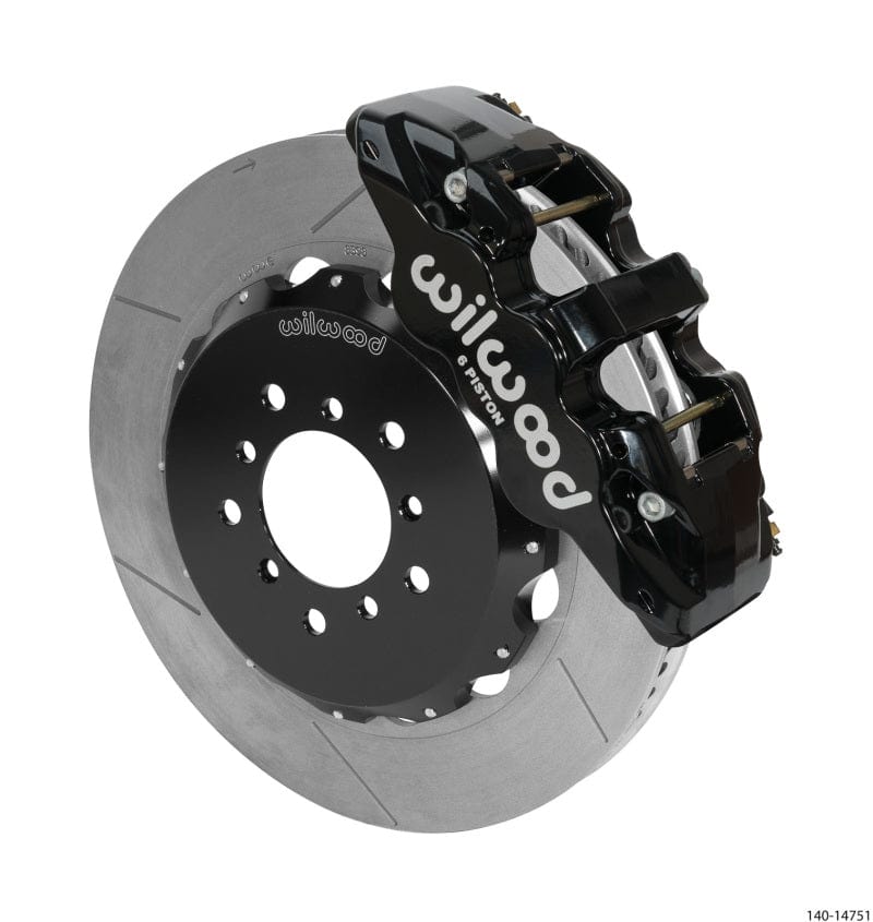 Kies-Motorsports Wilwood Wilwood AERO6 Front Hat Kit 14.00 Black 00-06 BMW M3 E46 w/ Lines Main image