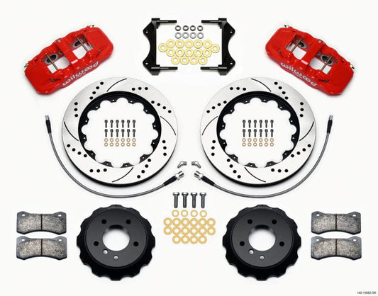 Kies-Motorsports Wilwood Wilwood AERO6 Front Hat Kit 14.00 Drilled Red 2007-2011 BMW E90 Series w/Lines