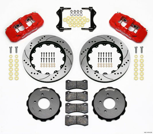 Kies-Motorsports Wilwood Wilwood AERO6 Front Hat Kit 14.00 Drilled Red 99-06 BMW E46