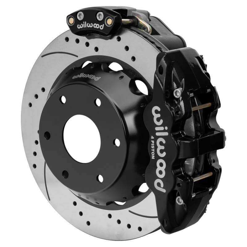 Kies-Motorsports Wilwood Wilwood Big Ford New Style Aero4 Rear EPB Kit - 14in Drilled Rotor - 2.50in Offset - Black