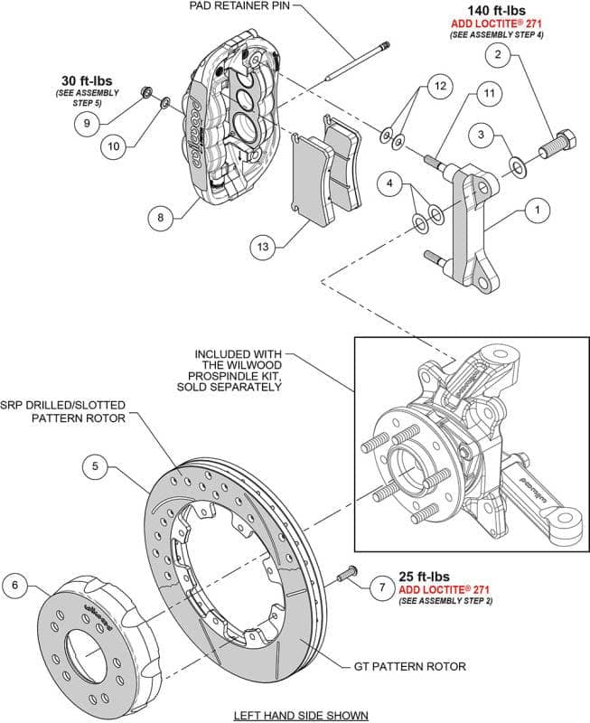 Kies-Motorsports Wilwood Wilwood Chevy C10 XRS6R Front Big Brake Kit - 12.19in Slotted Rotor - Alum. Pro Spindle - Black