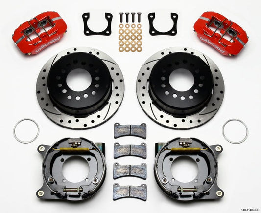 Kies-Motorsports Wilwood Wilwood Dynapro Low-Profile 11.00in P-Brake Kit Drill-Red Chevy 12 Bolt Spcl 2.81in Off Stag Mount