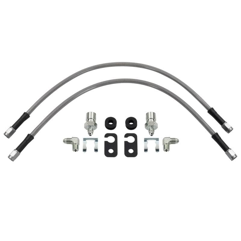 Kies-Motorsports Wilwood Wilwood flexline kit 18IN OAL M12X1.0 IF 90 deg 1/8-27 NPT -3 W/FLAT bracket