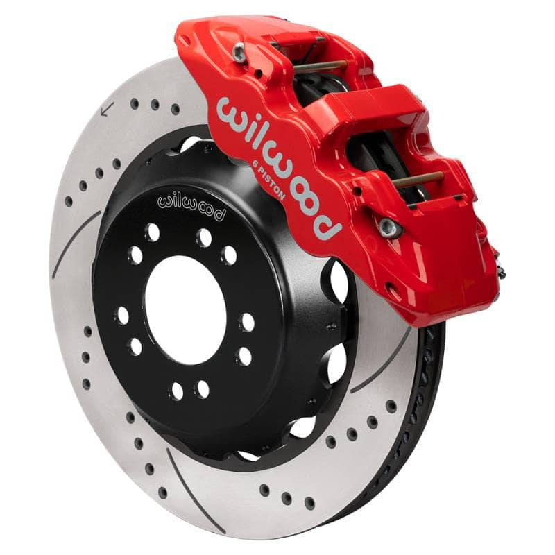 Kies-Motorsports Wilwood Wilwood Ford Mustang II Ford Aero6 Front Brake Kit w/ 14.00in Drilled & Slotted Rotor - Red